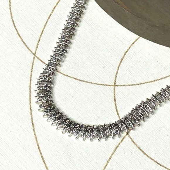 Stunning Silver/ Rhinestone Necklace - Picture 1 of 7